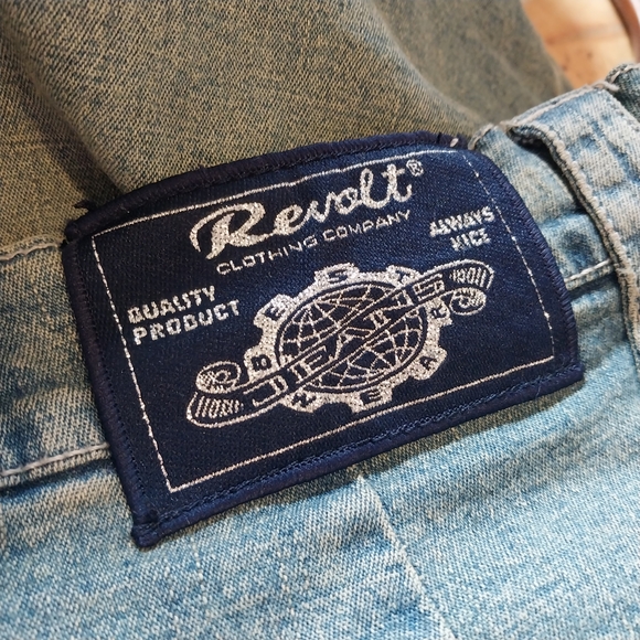 VTG Y2K Revolt Jeans Size 18 Boho Blue Jeans Skirt Beaded Attached Belt Western - Picture 12 of 12